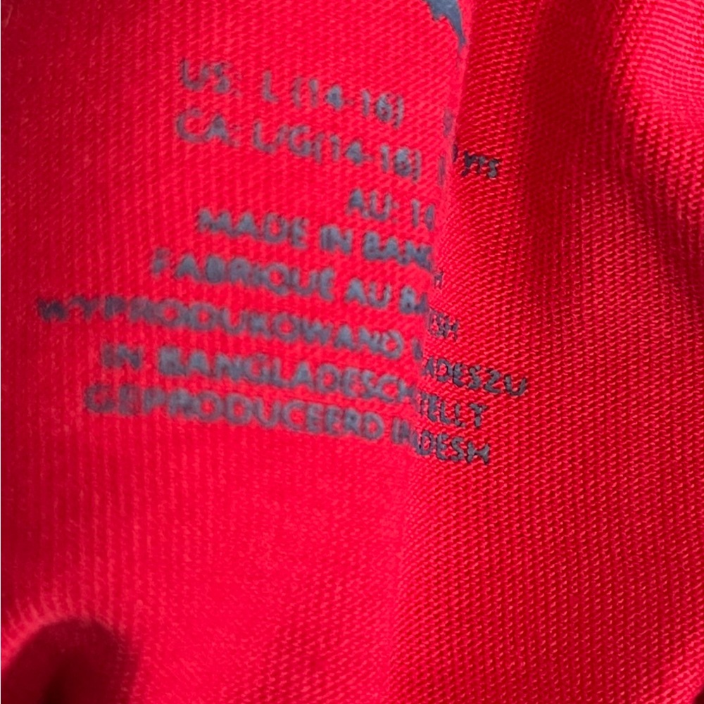 Tommy Bahama Boys size 14–16 red long sleeved, cotton T-shirt with navy accents